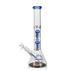 12" Arsenal Double-Perc Glass Bong(Blue)
