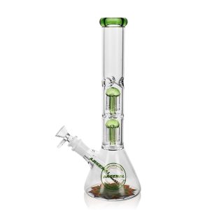 12" Arsenal Double-Perc Glass Bong(Green)
