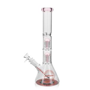 12" Arsenal Double-Perc Glass Bong(Pink)