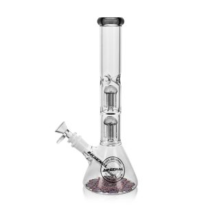 12" Arsenal Double-Perc Glass Bong(Black)
