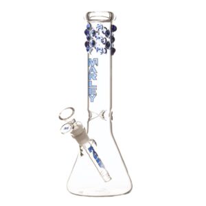 12" 5mm Marley Bubble Beads Beaker Bong (Blue)