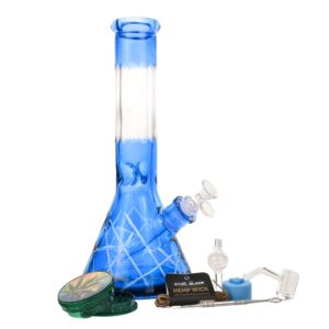 12" 5mm Crystal Matrix Glass Bong 9-in-1 Dab Kit (Blue)